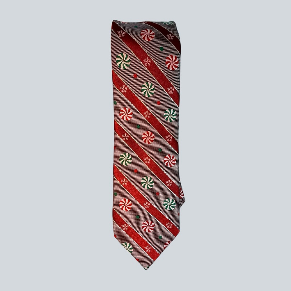 Holiday Traditions Red & White Christmas Candy Cane Striped Tie One Size